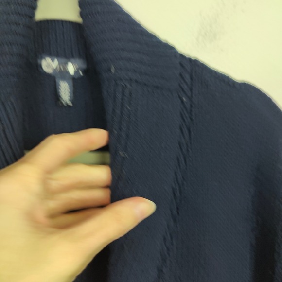 Vintage J Crew Shawl Collar Sweater Mens Large Navy Blue Wool Rabbit Blend Knit - Picture 4 of 10